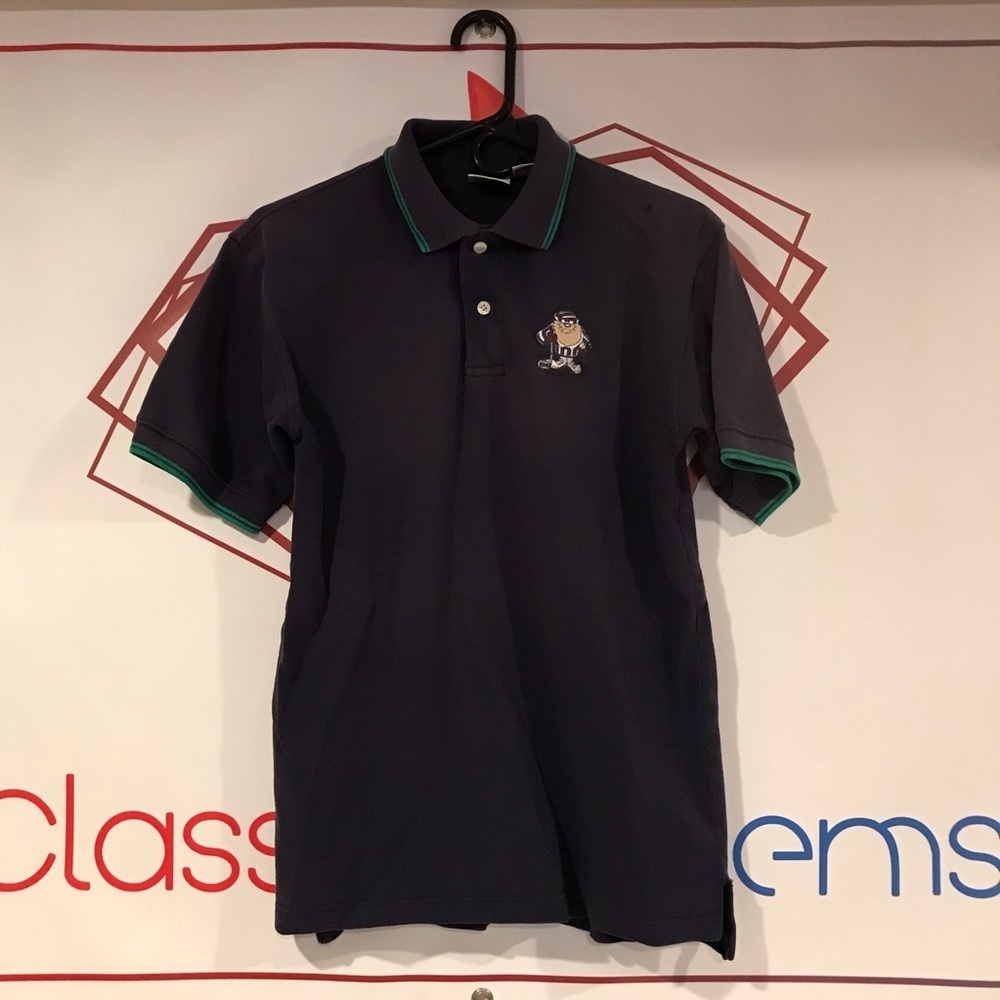 Vintage Mens Classic Looney Tunes Brand Tasmanian Devil Golf Polo Size S